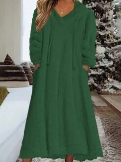 Casual Loose Fluff/Granular Fleece Fabric Dress With No -Women's Fashion Store 0e2fdb7547b6a5adc14a23b911372c36