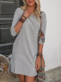 Summer Casual Linen Plain Tunic Top