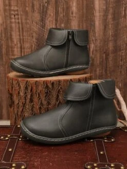 Women Casual Plain All Season Zipper Round Toe Rubber Non-Slip Classic Boots -Women's Fashion Store 144788b831765dd839a23440bd3045d4
