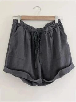 Casual Solid Pockets Shorts