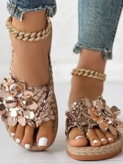 Pu Casual Summer Floral Slide Sandals -Women's Fashion Store 1d614200ae307d44ff3eb4b46502a88e