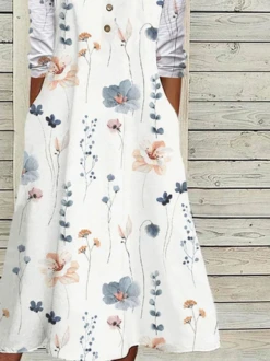Jersey Casual Loose Buckle Floral Dress -Women's Fashion Store 1e86c022b40c96fb82a47a82ec6bed25