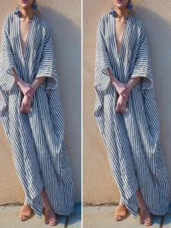 Swing Vintage Loose Stripe Maxi Dress -Women's Fashion Store 20200324 134753 1585029241448