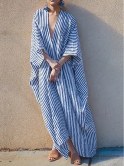 Swing Vintage Loose Stripe Maxi Dress