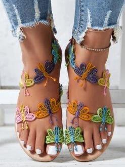 Vacation Butterfly Toe Ring Beach Strappy Sandals