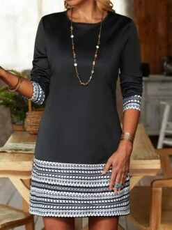 Casual Cotton Blends Crew Neck Dresses -Women's Fashion Store 2a5cd20106d1c3519633ac3715c4b135