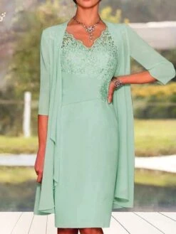 Elegant Plain Lace Stitching Vest Knitted Dress & Cardigan Two-piece Set -Women's Fashion Store 3d6c1f2156960a4385d8e750f315f40d
