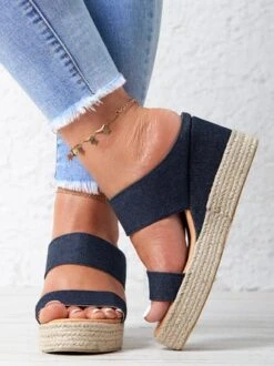 Beach Vacation Straw Wedges Sandals