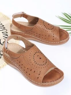 Summer Plain Hollow Out Vintage Breathable Vacation Sandals -Women's Fashion Store 408f6cc3936bc9c152f0c95aa1c630c1