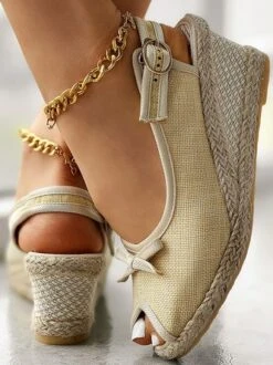 Fabric Summer Plain Wedge Heel Wedge Sandal -Women's Fashion Store 431978b8f911036ebe7e9c3cead5c121