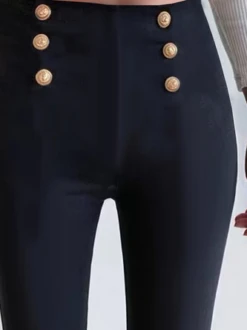 Women Casual Solid High Waist Button Skinny Leggings High Stretchy Work Pants -Women's Fashion Store 484ce1acf27dcc80cfbf3a252dde4be8
