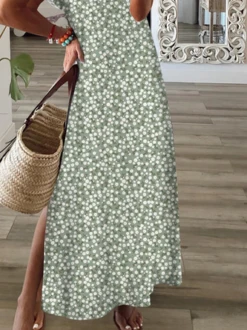 Casual Jersey Floral V-neck Dress -Women's Fashion Store 4e7798556ba27795461791e6c83a78de