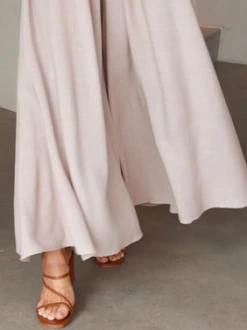 Women Wide Leg Pants Summer Boho Elastic Waist Drawstring Pockets Flowy Beach Trousers -Women's Fashion Store 551144d114cde30790b5930670c65e15