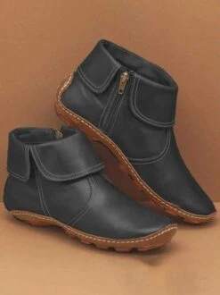 Women Casual Plain All Season Zipper Round Toe Rubber Non-Slip Classic Boots -Women's Fashion Store 5524c68e0383cc99808b28306c1b0edf