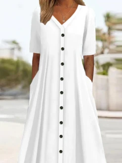 Plain Casual Buckle Dress With No -Women's Fashion Store 61adec64545fb83e97337b01ee95317e