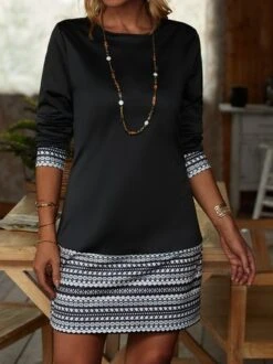 Casual Cotton Blends Crew Neck Dresses -Women's Fashion Store 61dec04d7e163811d144df29cb77f1d3