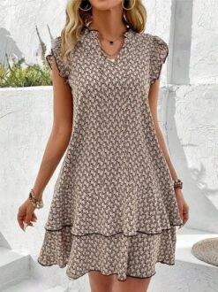 Loose Casual Geometric Dress With No