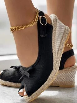 Fabric Summer Plain Wedge Heel Wedge Sandal -Women's Fashion Store 6628150938c349000e75e737f451d6d1