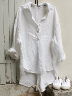 Women's Dress Casual Linen Shirt Dress
