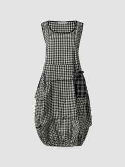 Checkered Summer MIdi Women Dress With Pockets