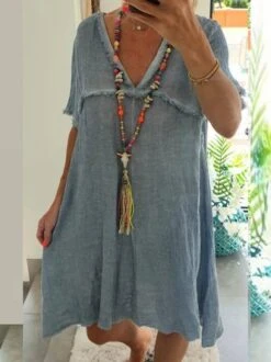 Cotton-Blend Casual Women Dress