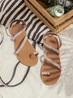 Women Boho Handmade Pearl Beach Sandals Bridal Shoes -Women's Fashion Store 8e44226ac70ba80726f167fb29b0f698