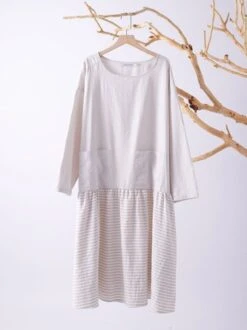 Casual Crew Neck 3/4 Sleeve Cotton Casual Dress -Women's Fashion Store IMG 2603 1024x1024 2x jpg 1547889129524