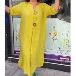 Casual Plain Loose Notched Dress With No -Women's Fashion Store O1CN0189sjQe2BECfvOzCBk 2924748306 0 cib 1719645893668