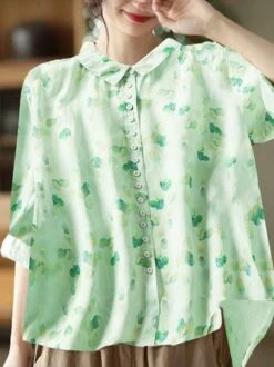 Loose Shirt Collar Casual Abstract Blouse -Women's Fashion Store a4dae3e4f43282561ce4bfa5ceb31355
