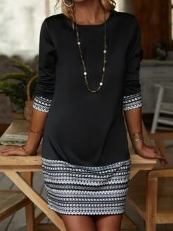 Casual Cotton Blends Crew Neck Dresses -Women's Fashion Store aec26bbc341a09e9f661a3793f178d14