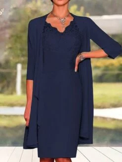 Elegant Plain Lace Stitching Vest Knitted Dress & Cardigan Two-piece Set -Women's Fashion Store b540adb902627ec26df25bd34163be65