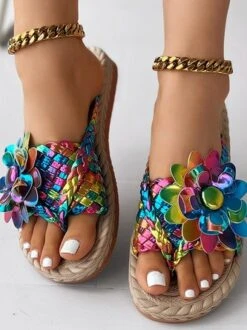 Pu Casual Summer Floral Slide Sandals -Women's Fashion Store b73e88ebac3657cb3850663918409865