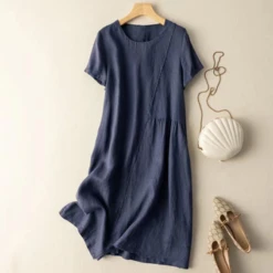 Loose Crew Neck Casual Dress With No -Women's Fashion Store bc3331d075ec2a013c3c244449f650d1