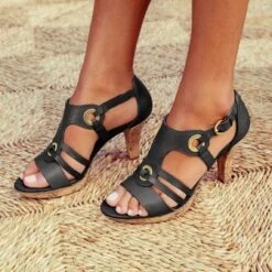 Women Elegant Buckle Strap Sandals -Women's Fashion Store black jpg 1556259233473
