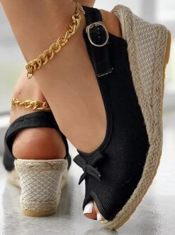 Fabric Summer Plain Wedge Heel Wedge Sandal -Women's Fashion Store c62de0cc2e2557481be9d6b2e92fe7bc