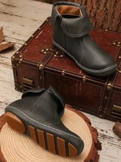 Women Casual Plain All Season Zipper Round Toe Rubber Non-Slip Classic Boots -Women's Fashion Store c6efaff80108c3e80475bec398f83b47