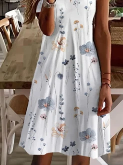 Casual V Neck Floral Regular Fit Dress -Women's Fashion Store cafabf6b052f81797618a0c057e4b6f0