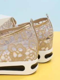 Floral Embroidered Mesh Paneled Slip-On Wedge Sneakers -Women's Fashion Store ec5fa5e56ed0cdf9b987d1dad62fc0b0
