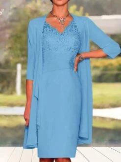 Elegant Plain Lace Stitching Vest Knitted Dress & Cardigan Two-piece Set -Women's Fashion Store ecb62523f1ab6cec6564bec74bf75e15