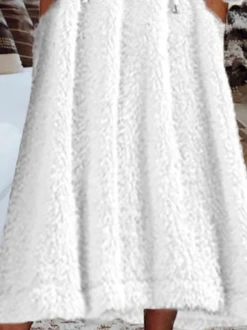 Casual Plain Winter Loose Drawstring Fluff/Granular Fleece Fabric Hoodie Dress -Women's Fashion Store f75f78dc10c538919d8ff843b1506cea