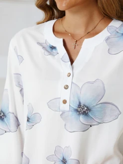 Women's Shirt Blouse Floral Blue Button Casual Shirt Collar Half Sleeve Tops -Women's Fashion Store fa042e14e902d333f9f4596f41f2af5a