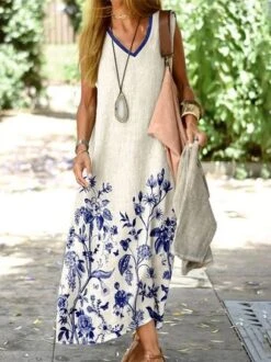 Loose Vacation Dress With No